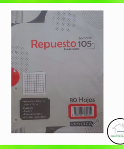 Repuestos Prodico Tamaño 105 Cuadriculado 80 Hojas / Perforadoras 5 Huecos