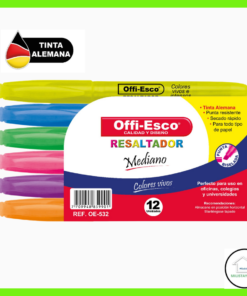 Estuche Resaltador mediano X 12  Offi-Esco Ref.OE-532